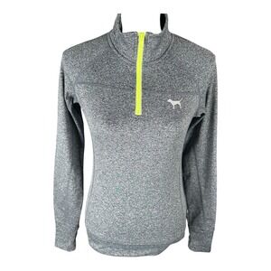 PINK by‎ Victoria Secret 1/4 Zip Gray PULLOVER With Thumb Holes Size XS